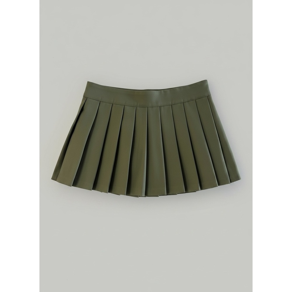 NWT The Frankie Shop Olive Green Blake Pleated Cotton Twill Micro Skirt XS RARE